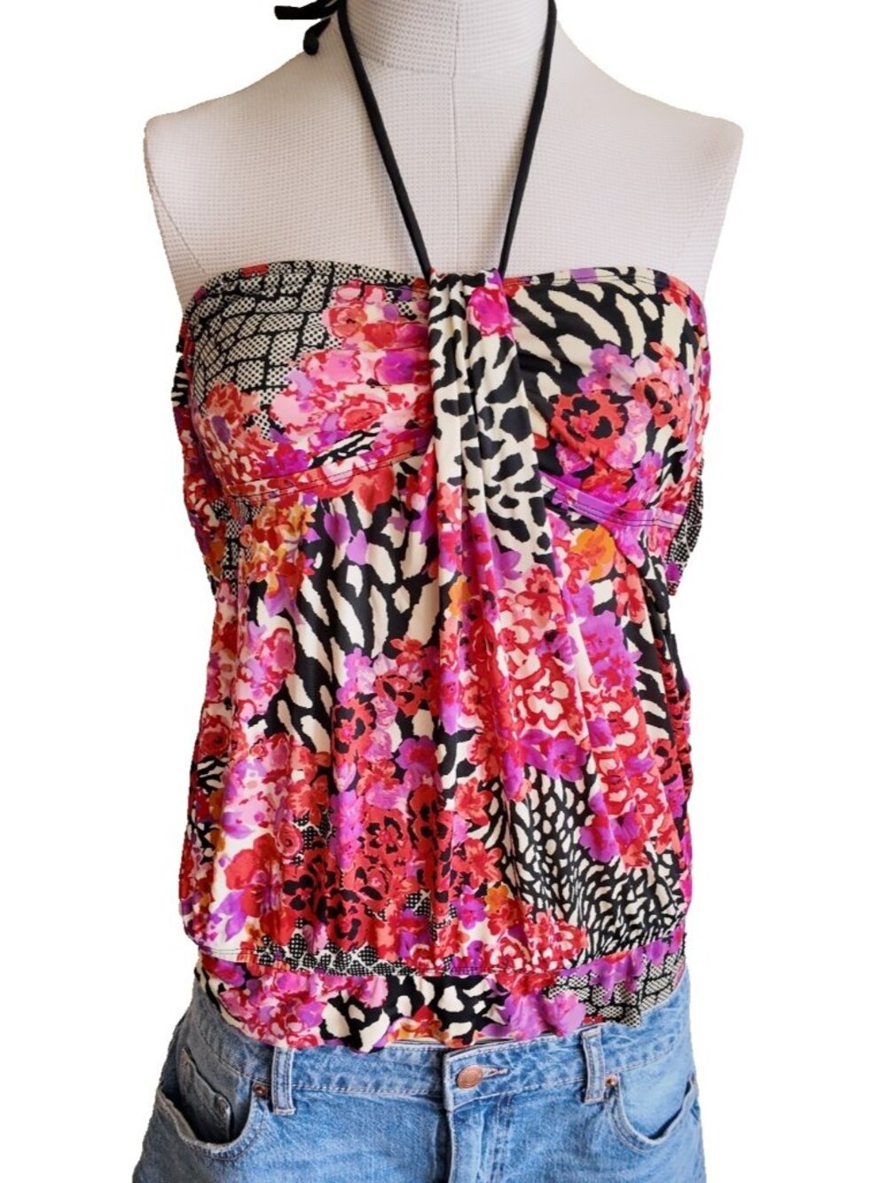 vintage floral halter top size large